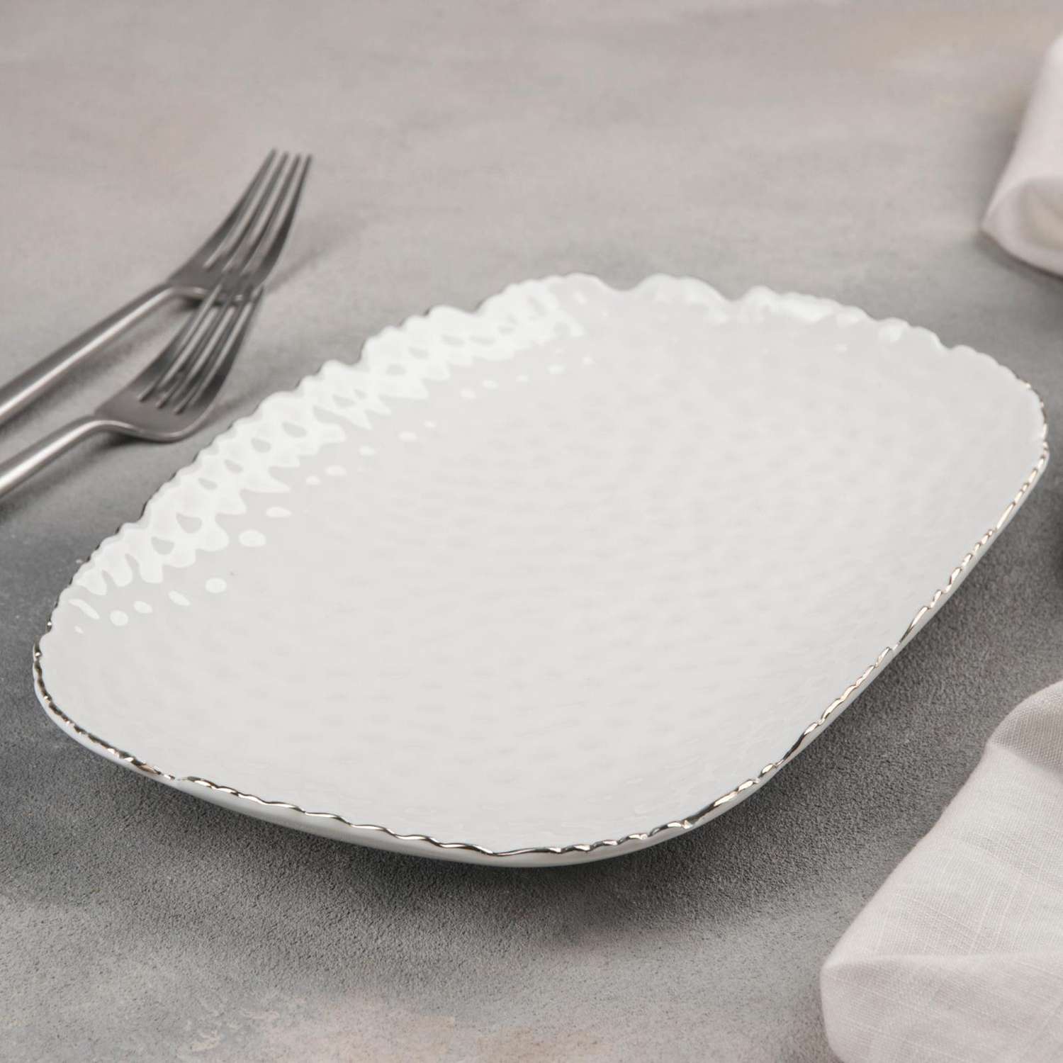 Блюдо сервировочное Sima-Land керамическое «Жемчуг» 28×18 см цвет белый - фото 2