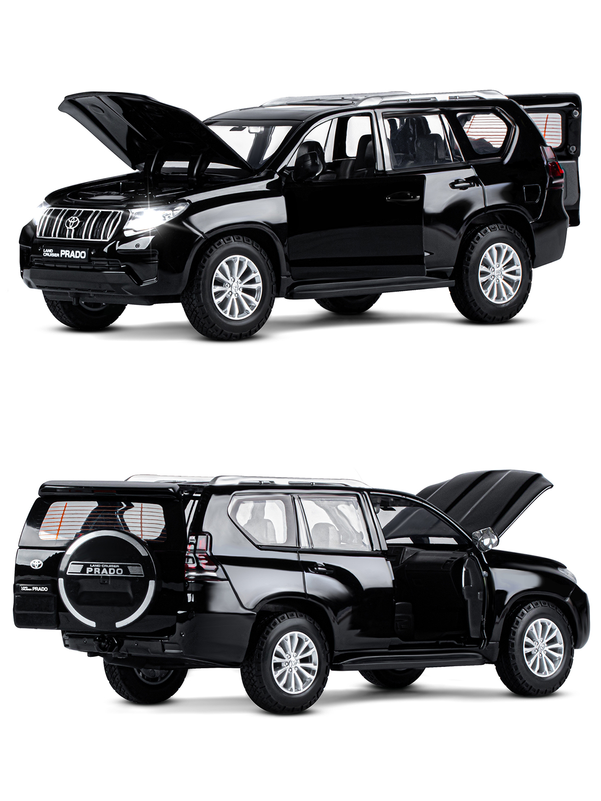 Внедорожник АВТОпанорама Toyota Land Cruiser Prado 1:24 черный JB1251507 - фото 8