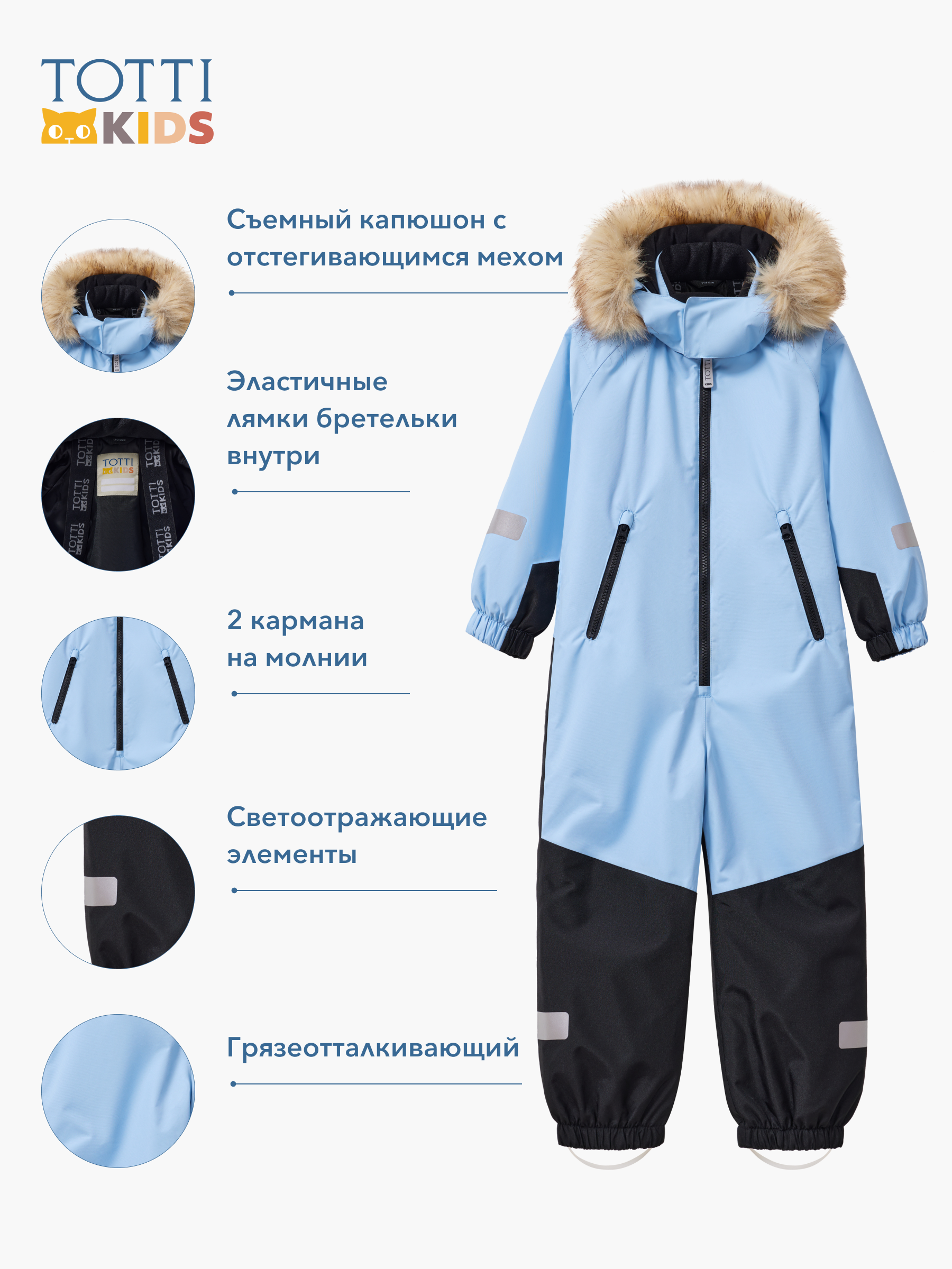 Комбинезон Totti Kids AW23TKG001/Комбинезон детский/Голубой - фото 4