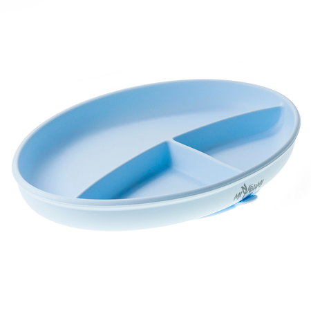 Тарелка силиконовая Miyoumi секционная на присоске Baby blue
