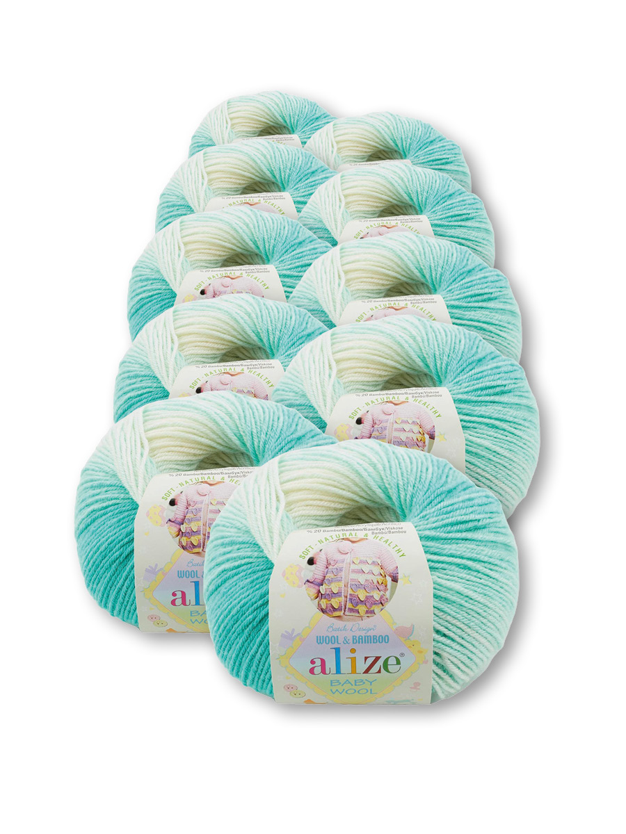 Пряжа для вязания Alize baby wool batik бамбук шерсть акрил 50 гр 175 м 6317 секционный 10 мотков - фото 4