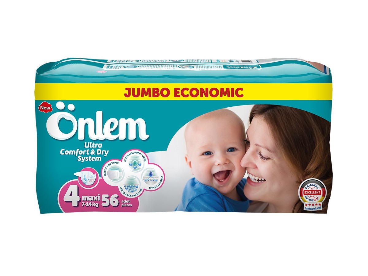 Детские подгузники Onlem Classik макси 7-14kg jumbo 56 штук - фото 1