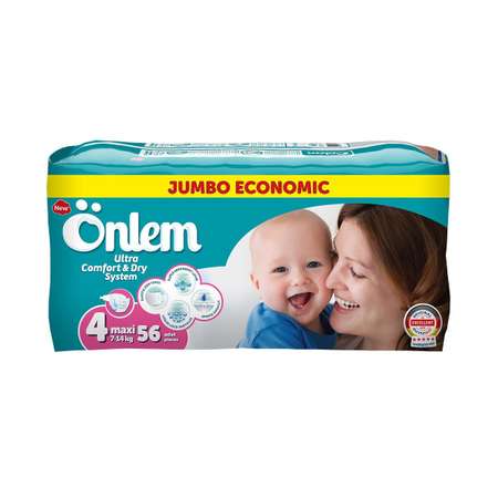 Детские подгузники Onlem Classik макси 7-14kg jumbo 56 штук