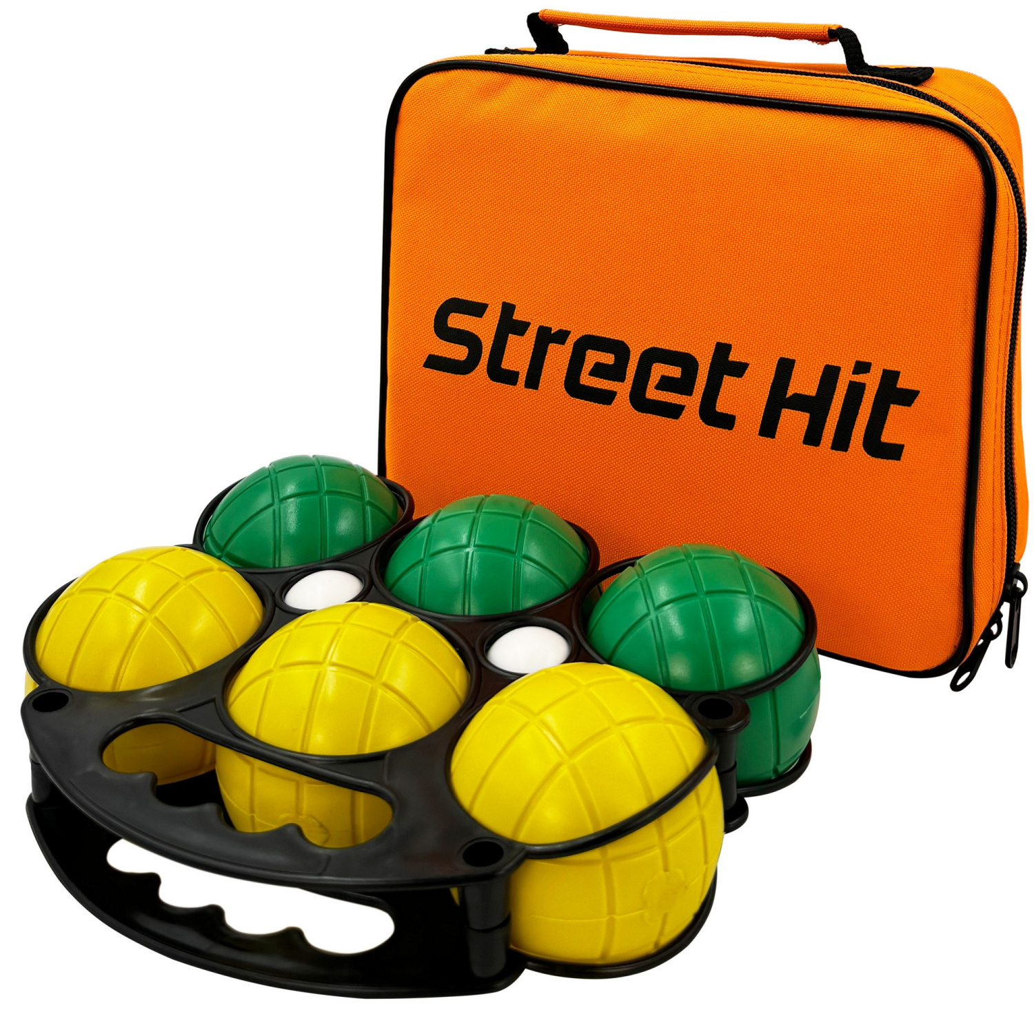 Набор для игры Street Hit Петанк 6 шаров из пластика зеленый и желтый - фото 1