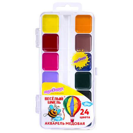 Краски акварельные Юнландия для рисования медовые 24 цвета