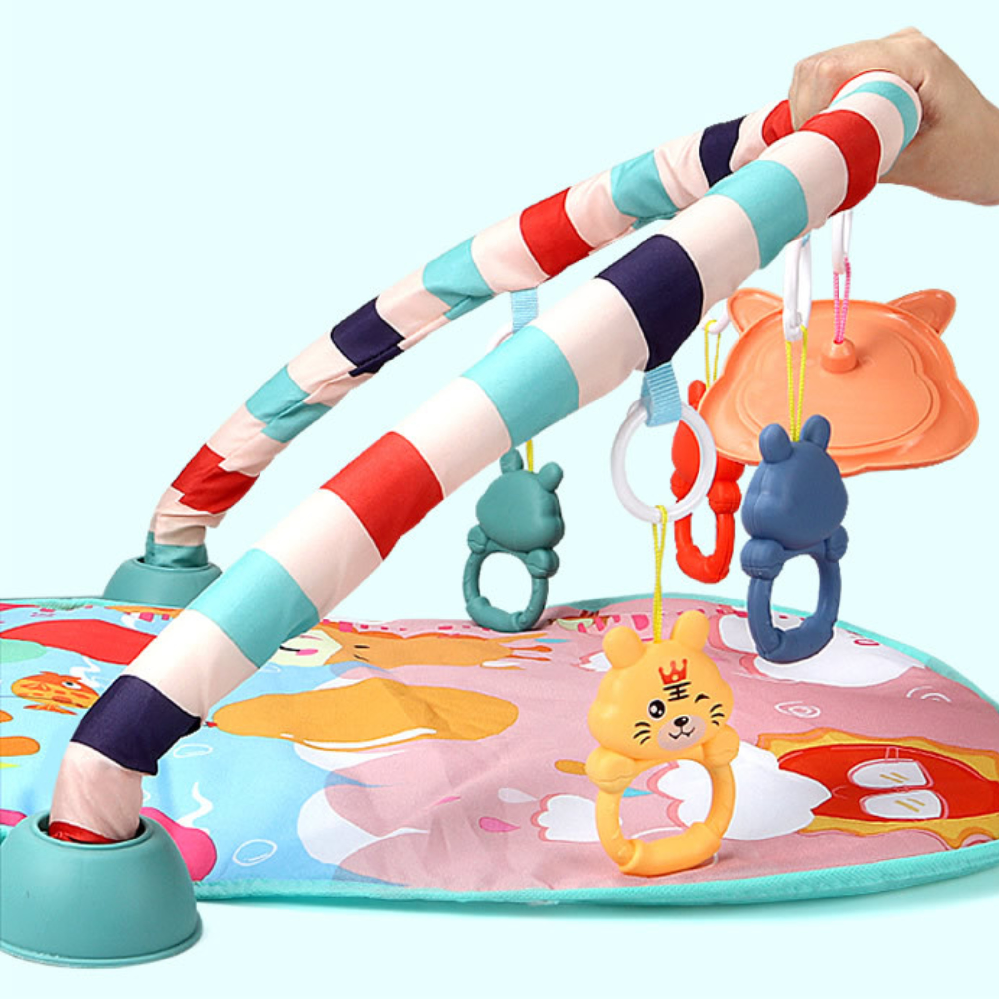 Развивающий детский коврик SHARKTOYS Игровой для малышей с пианино и погремушками - фото 4