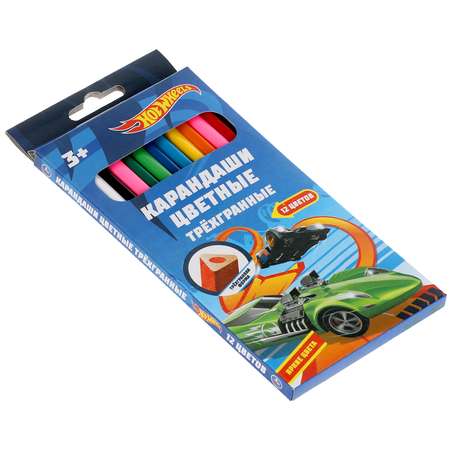 Цветные карандаши Умка Hot Wheels 12 цветов трёхгранные 313758