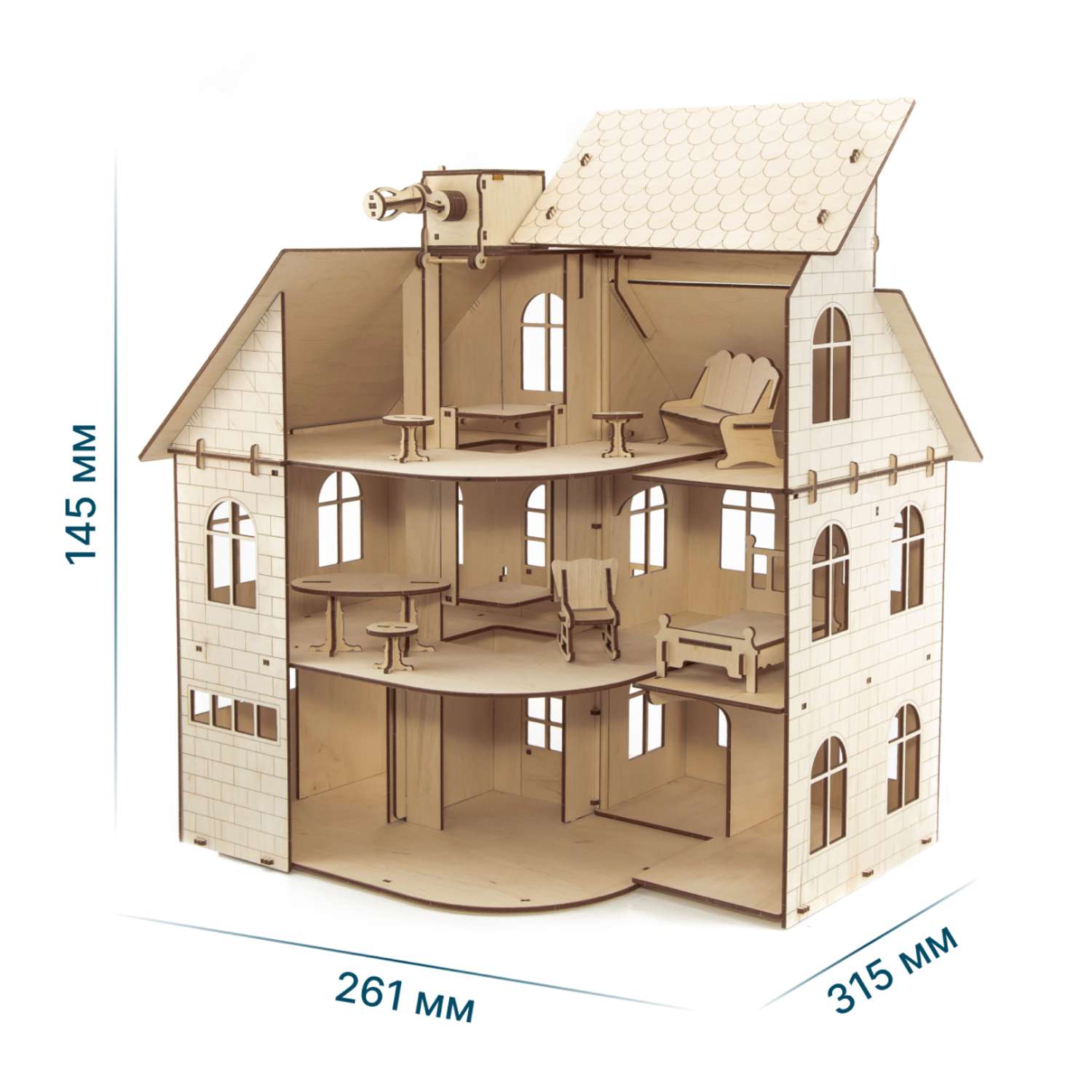 Кукольный дом Eco Wood Art с лифтом EHouse - фото 2