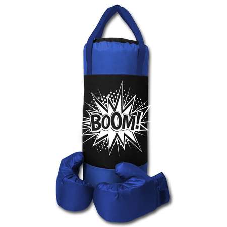 Детский набор для бокса Belon familia груша 50см х 20см с перчатками цвет черный-василек Punch