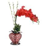 Светильник BABY STYLE светодиодный Орхидея красный в металлической вазе с кнопкой 50 см