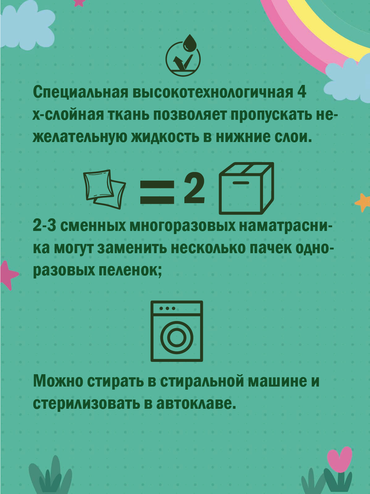 Наматрасник Пелигрин защитный для детской кровати впитывающий НМД60х95 - фото 4