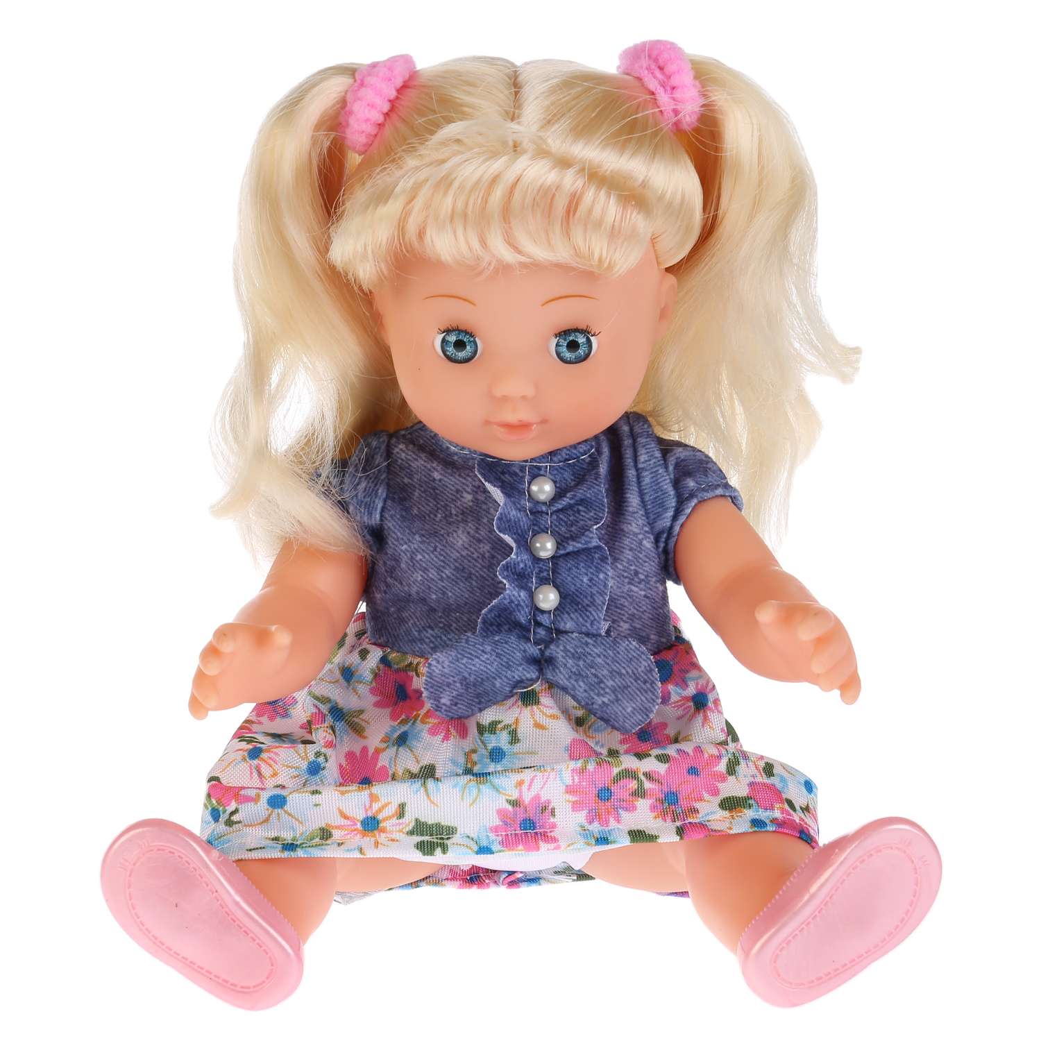 Кукла Карапуз интерактивная в сине-белом платье в розовый цветочек 214793 214793 - фото 5