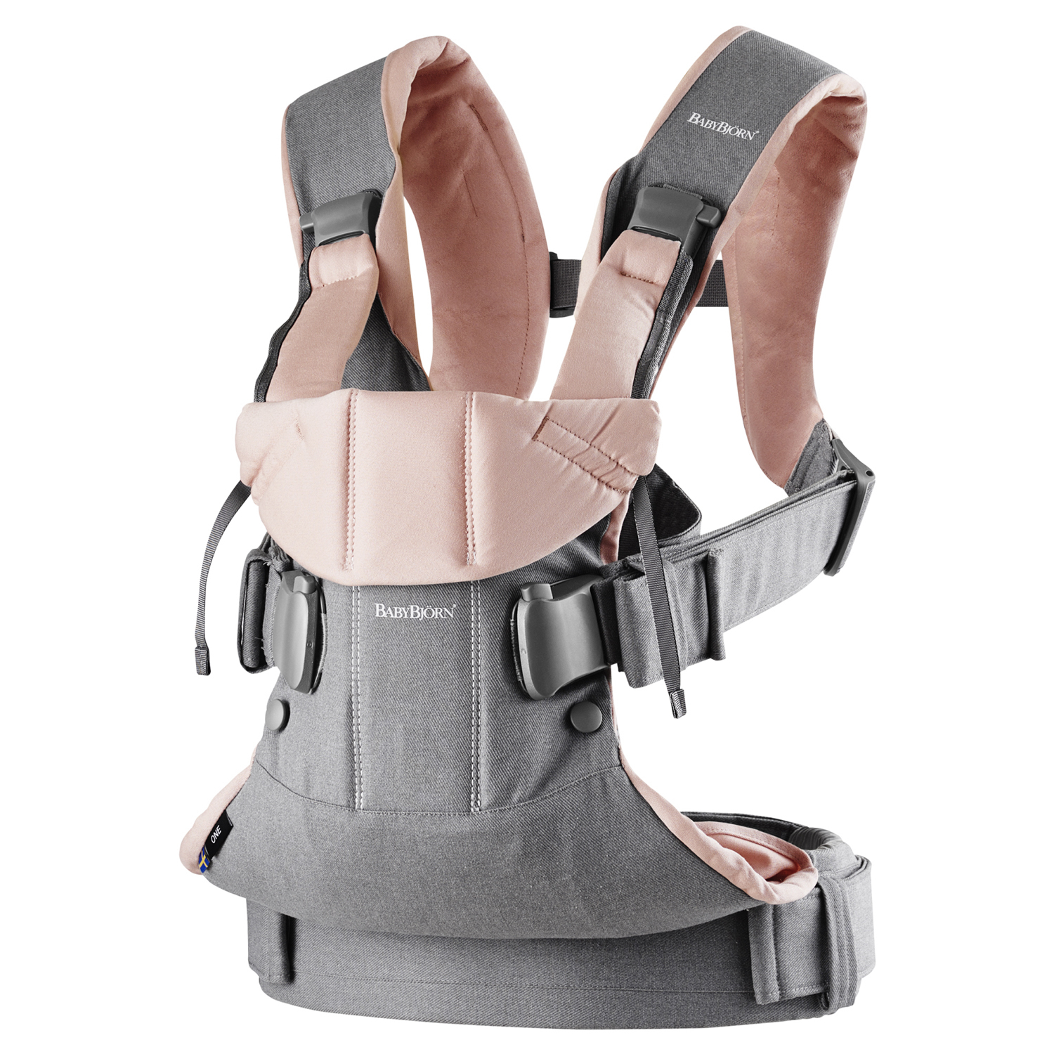 Рюкзак-переноска BabyBjorn One Cotton Серый с розовым - фото 2