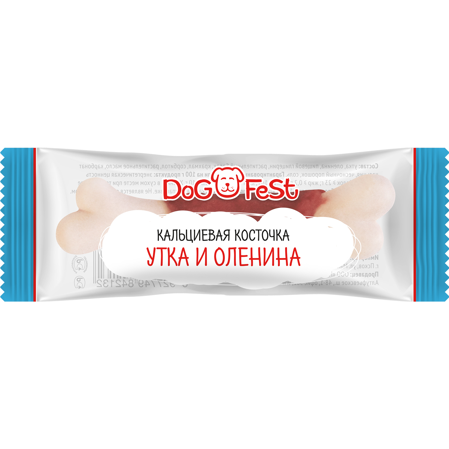 Лакомство для собак DogFest Косточка кальциевая утка-оленина 7.6г - фото 1