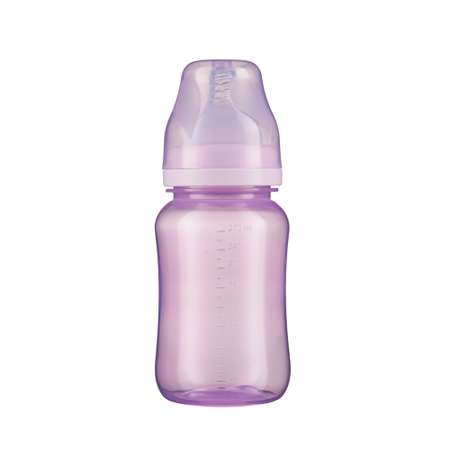 Бутылочка с широким горлом ПОМА для кормления 270 мл Фиолетовый пп силикон средний поток с 4 месяцев