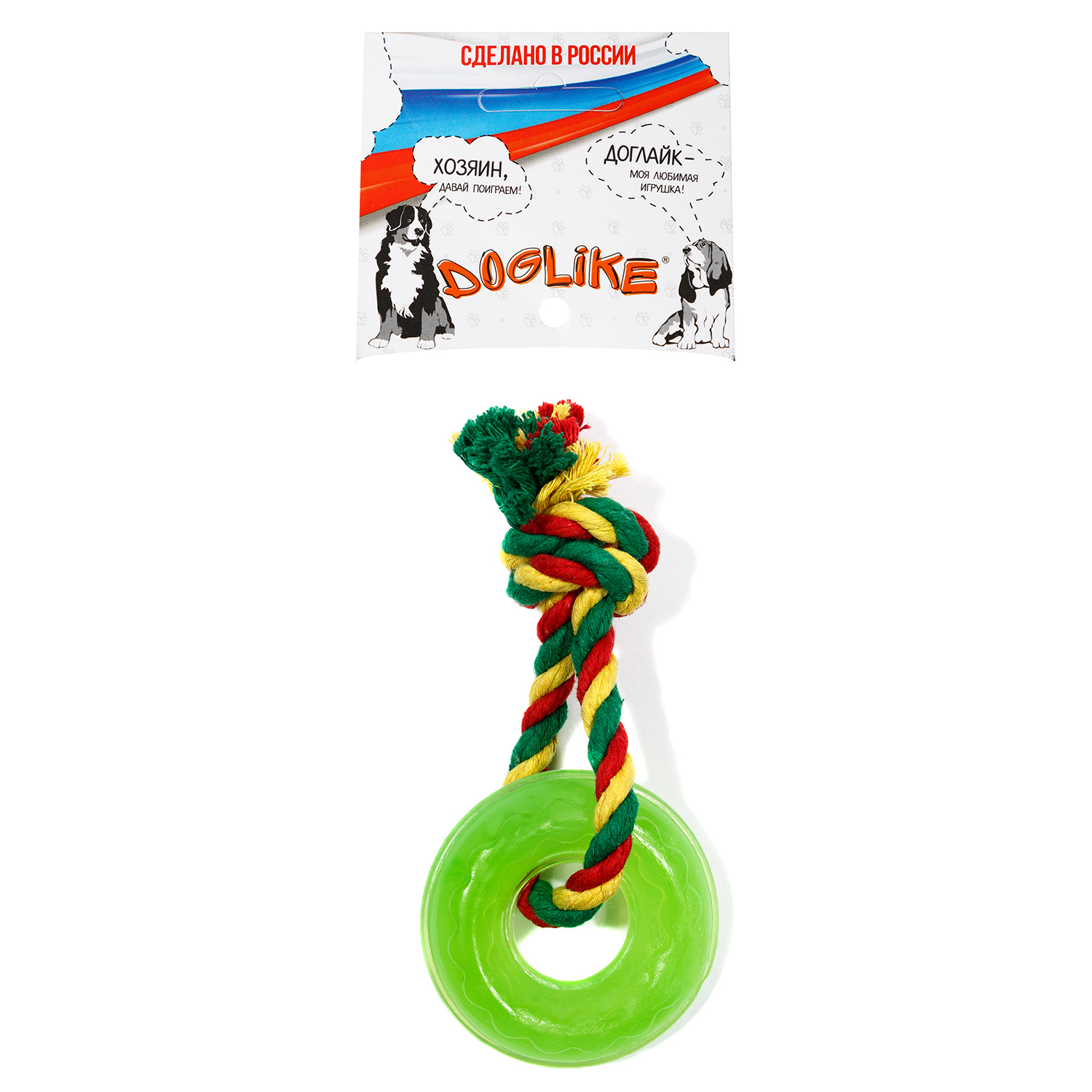 Игрушка для собак Doglike Кольцо мини с канатом Зеленый - фото 3