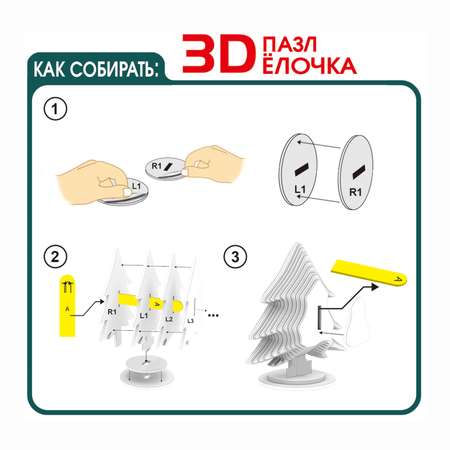 Набор для творчества Bondibon Ёлочка новогодний 3D пазл