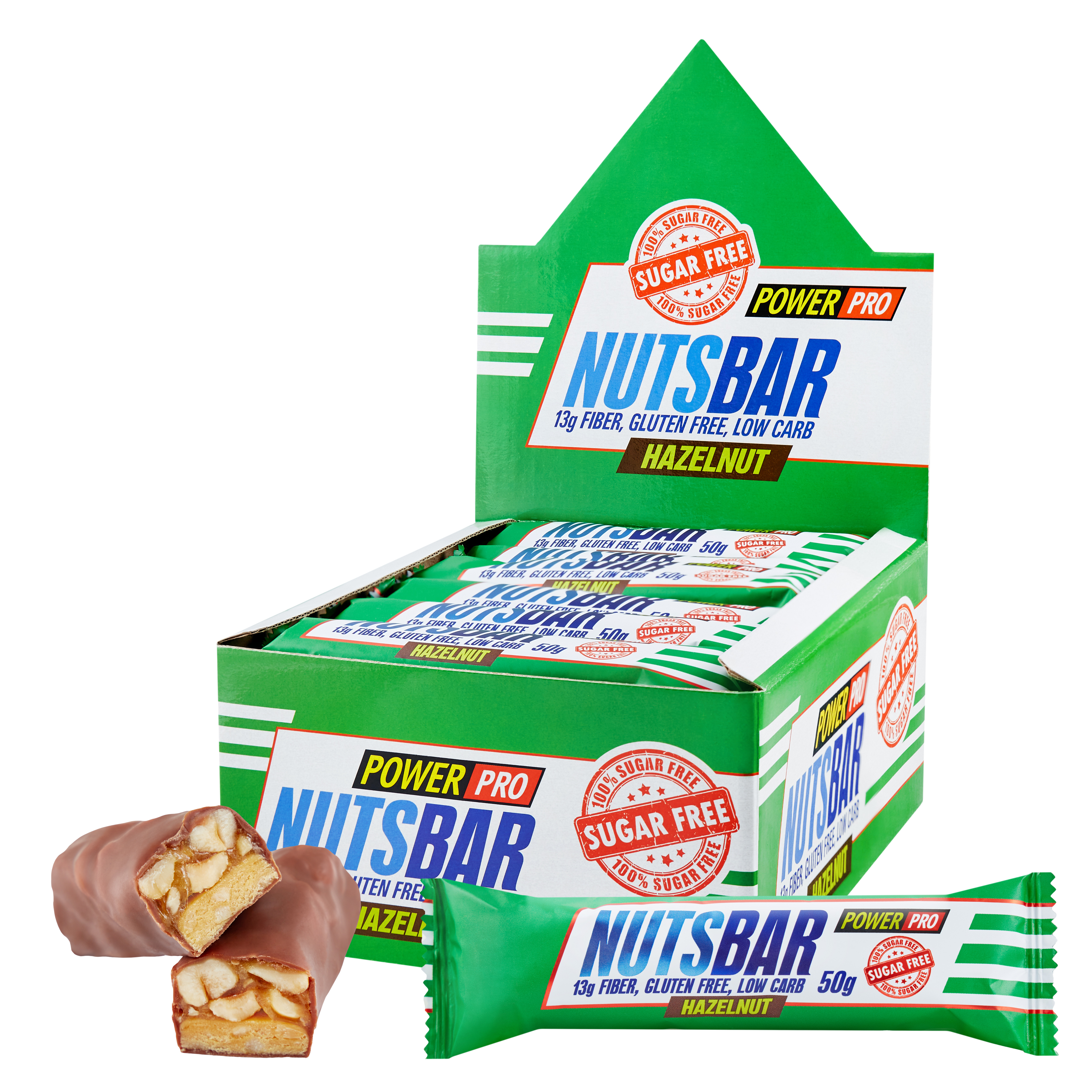 Батончик без сахара POWER PRO Nuts Bar Фундук 50г - фото 1