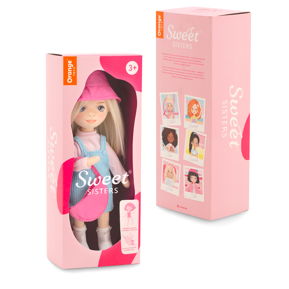 Каркасная мягкая кукла Orange Toys Sweet Sisters Mia в голубом сарафане 32см Серия Весна SS01-13 - фото 2