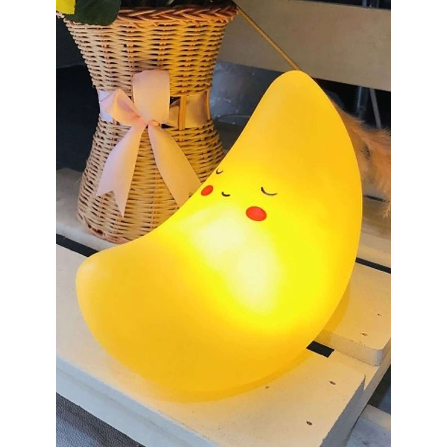 Лампа настольная светодиодная LATS ночник детский месяц желтый - фото 9