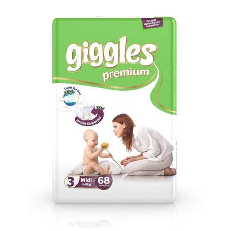 Подгузники-трусики для малышей Giggles Premium Junior размер 3 4-9кг 68шт