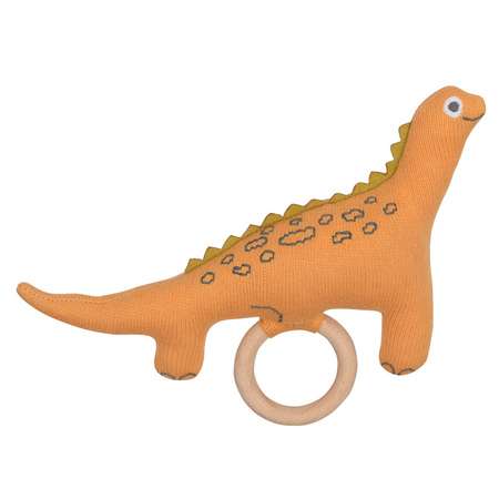 Погремушка Tkano из хлопка с деревянным держателем Динозавр Toto