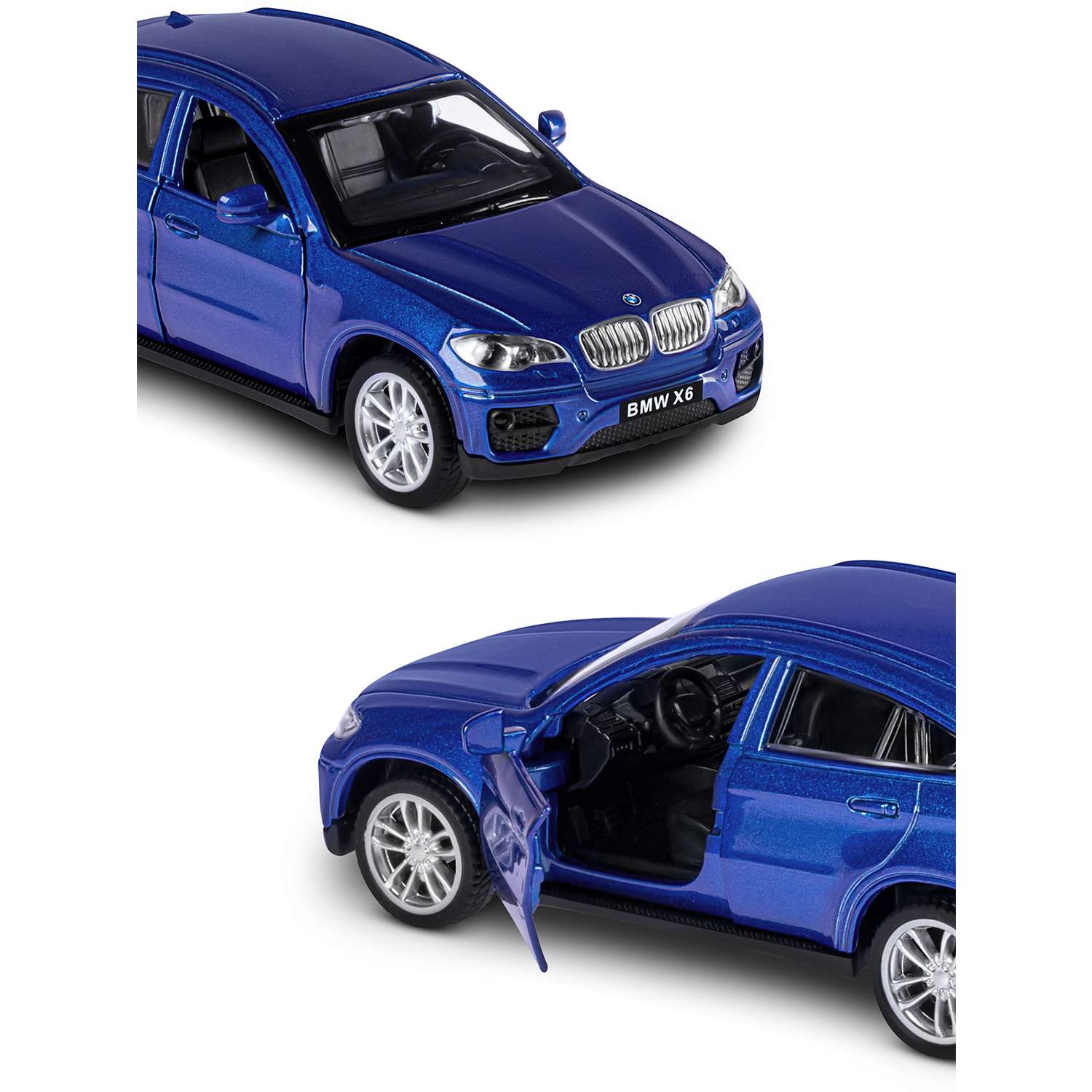 Машинка металлическая АВТОпанорама 1:43 BMW X6 синий инерционная JB1251253 - фото 7