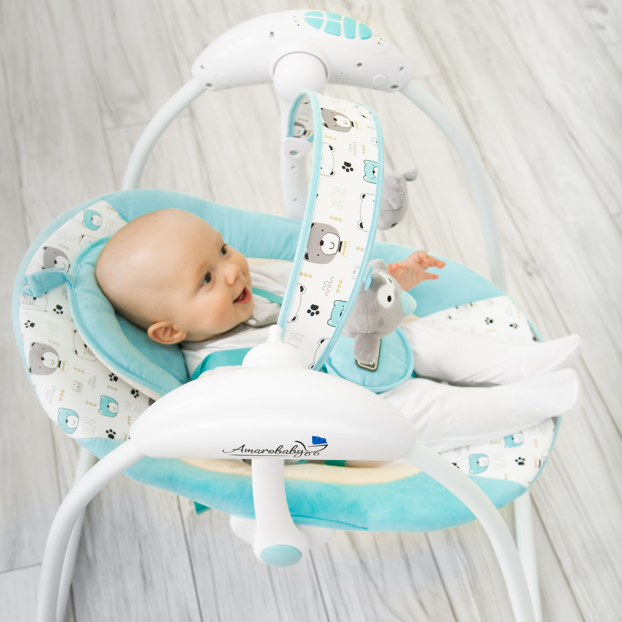 Электрокачели Amarobaby Swinging Baby Бирюзовый - фото 16