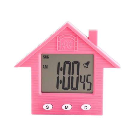 Часы будильник Rabizy Розовый домик с магнитом