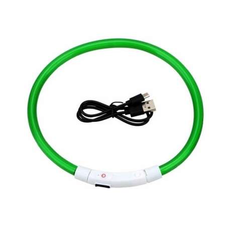Ошейник Play Dog регулируемый по длине LED usb зеленый