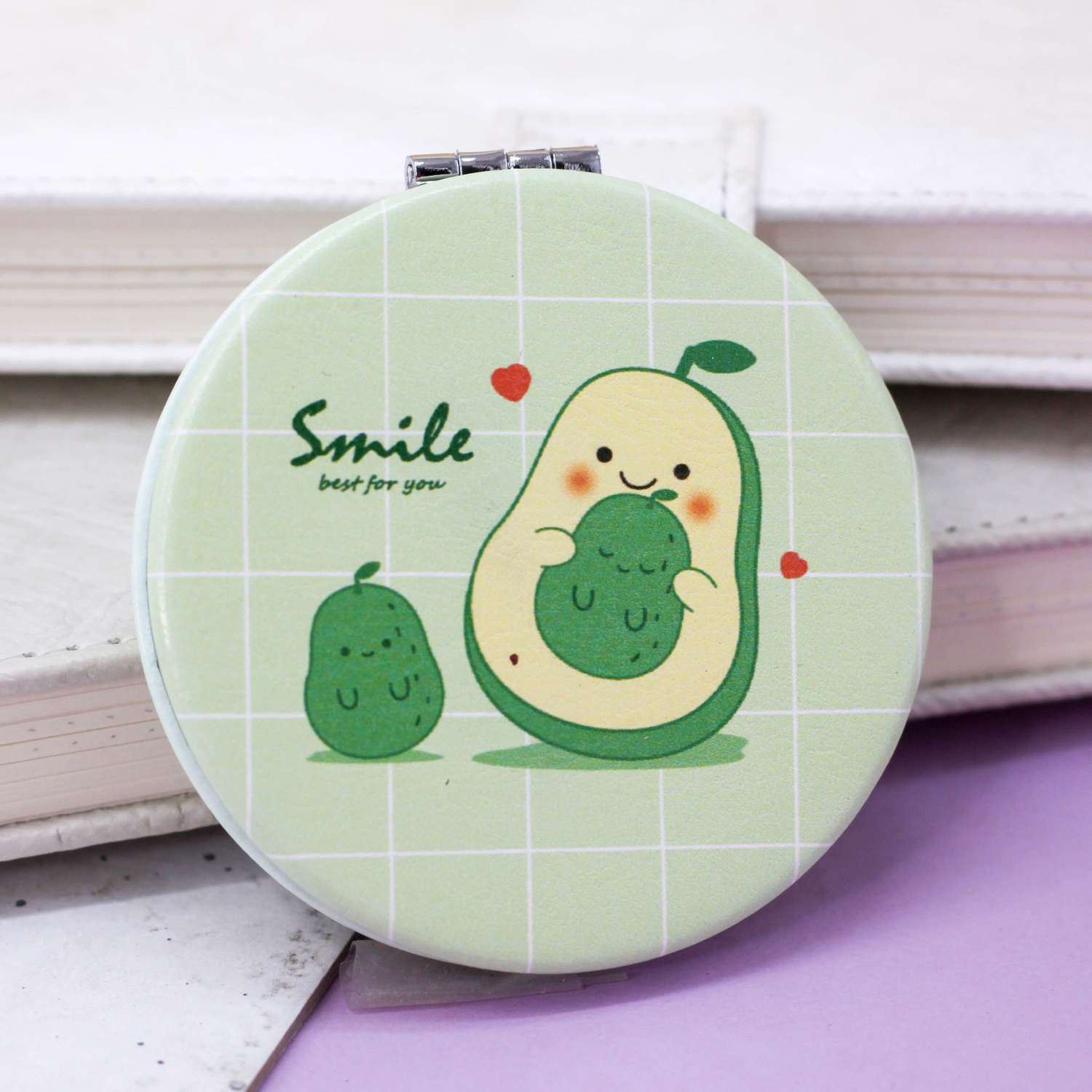 Зеркало карманное iLikeGift Smile avocado three с увеличением - фото 1