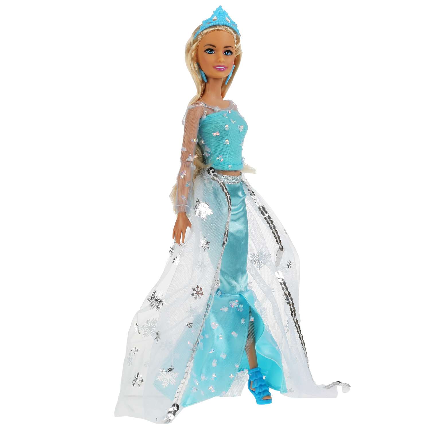 Кукла Карапуз София 29 см Снежная принцесса в голубом платье расческа в комплекте 315677 - фото 4