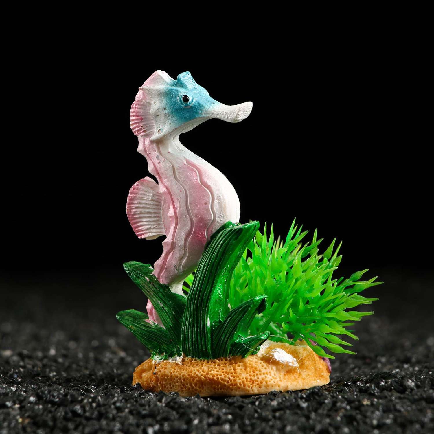 Декор Пижон для аквариума Морской конёк на подставке. 5 х 4.5 х 8.5 см - фото 1