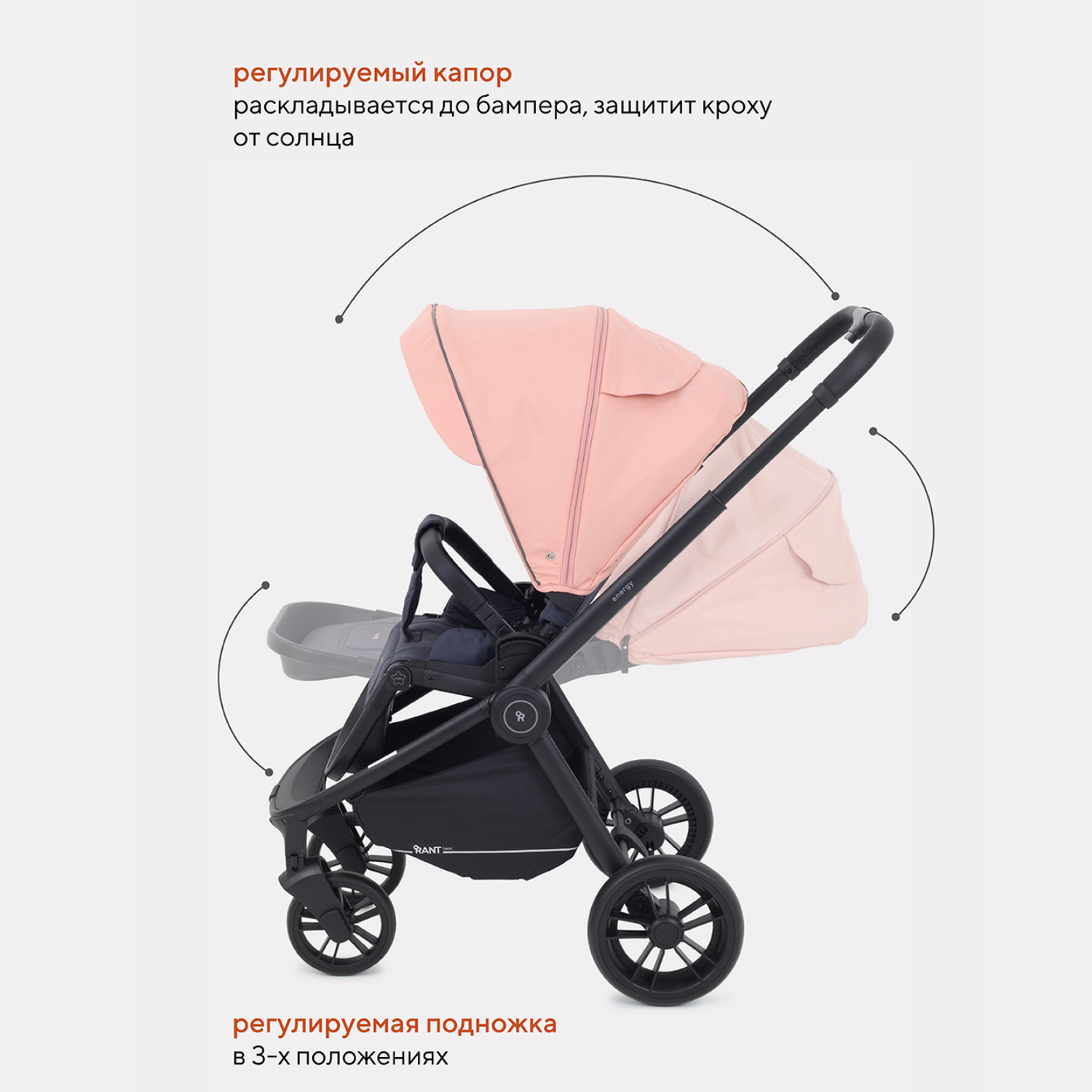 Коляска прогулочная Rant Basic Energy RA096 Coral - фото 4