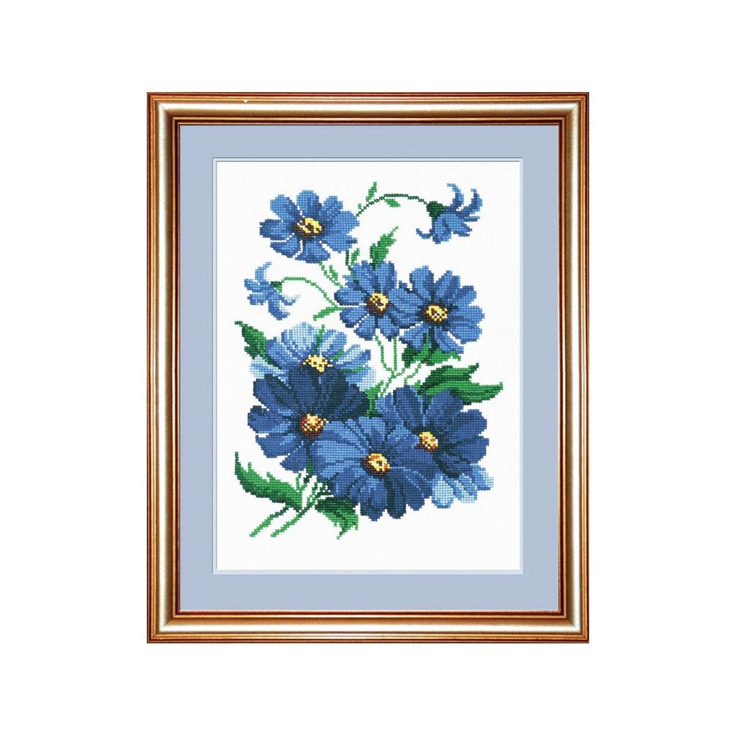 Набор для вышивания РС Студия крестом 733 (Т30) Синие цветочки 29х20см - фото 1