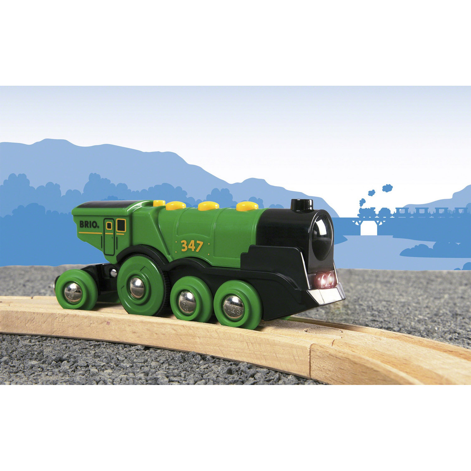 Локомотив BRIO поезд зеленый со световыми и звуковыми эффектами - фото 2