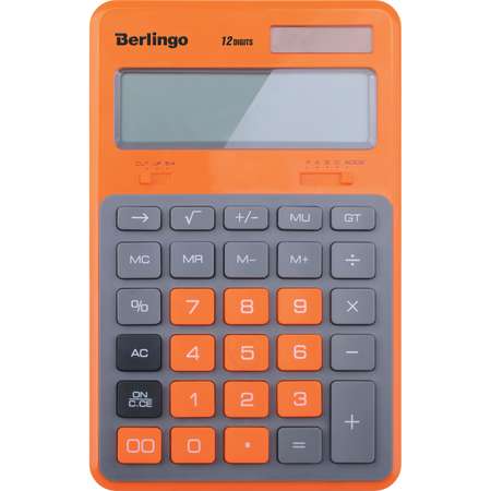 Калькулятор Berlingo настольный Hyper двойное питание 171*108*12 оранжевый