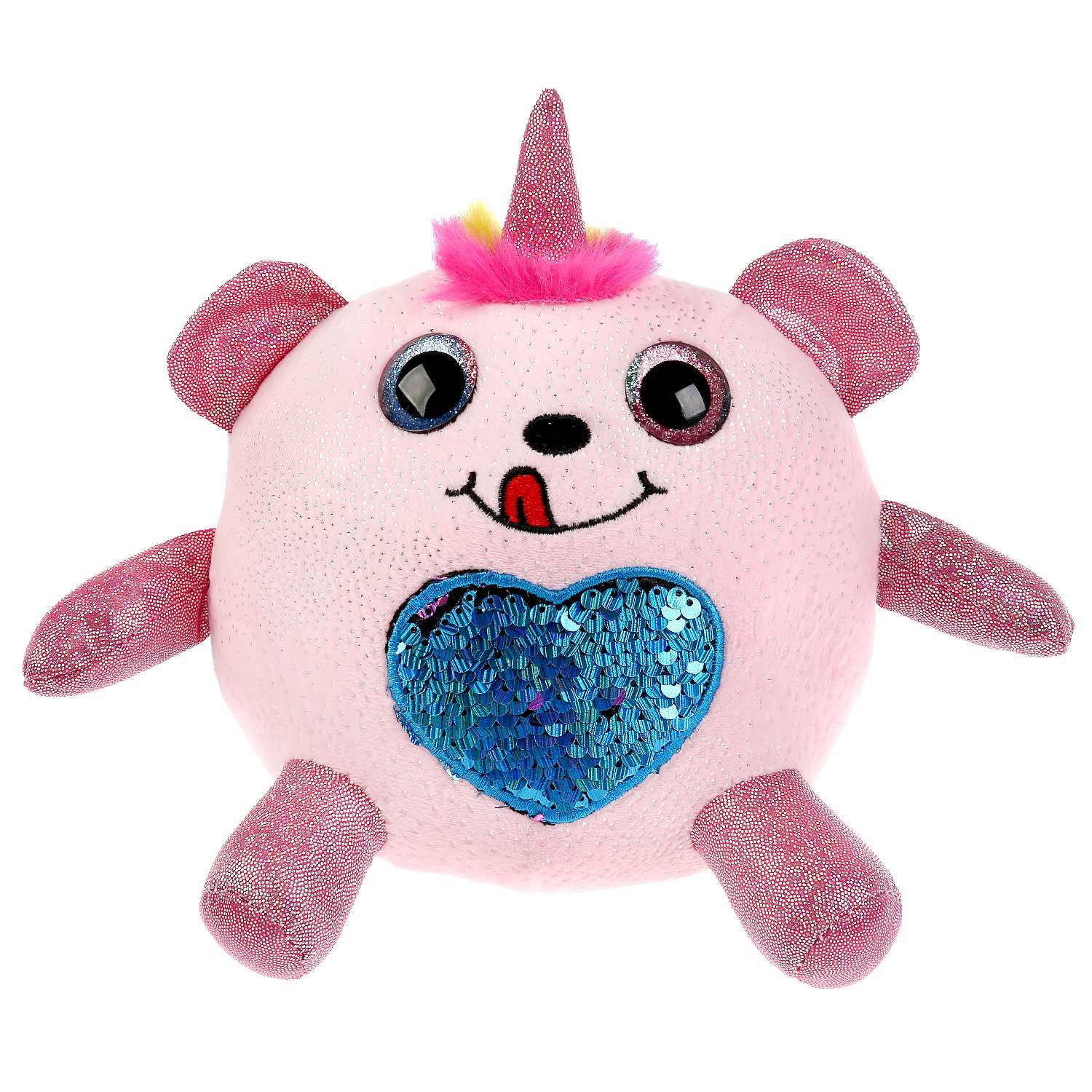 Мягкая игрушка Мульти-Пульти Кругляш с пайетками в сердечке розовый 16см без чипа 298813 - фото 1
