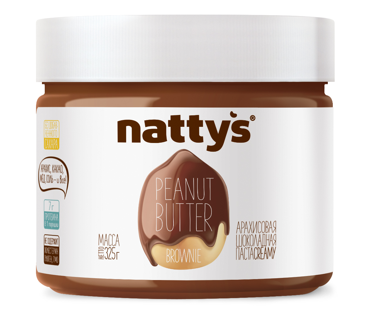 Паста арахисовая Nattys Brownie с какао и мёдом 325 г - фото 1
