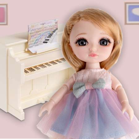 Кукла шарнирная 15 см 1TOY Alisa Kawaii Пианистка с аксессуарами