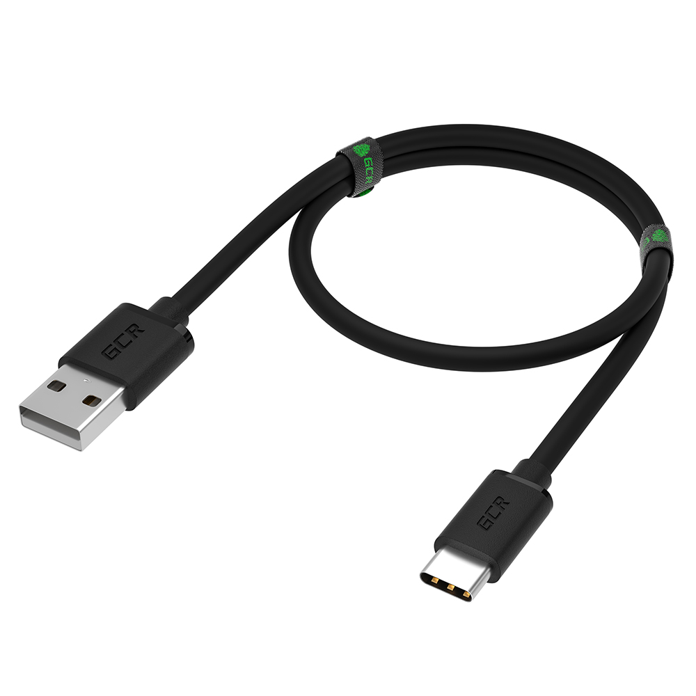 Кабель USB GCR 1.0m TypeC быстрая зарядка в черной ПВХ оболочке GCR-53600 - фото 1