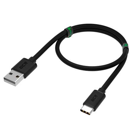 Кабель USB GCR 1.0m TypeC быстрая зарядка в черной ПВХ оболочке GCR-53600