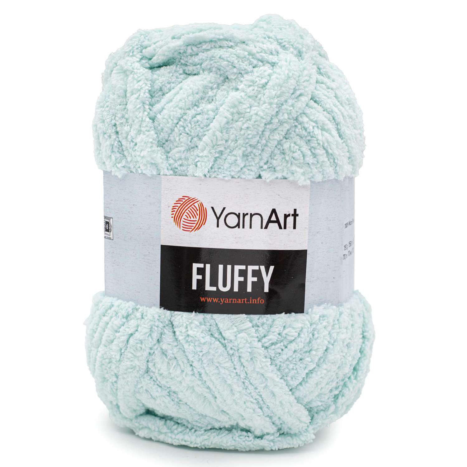 Пряжа YarnArt Fluffy плюшевая с ворсом микрополиэстер 150 г 70 м 712 нежно-голубой 3 мотка - фото 5
