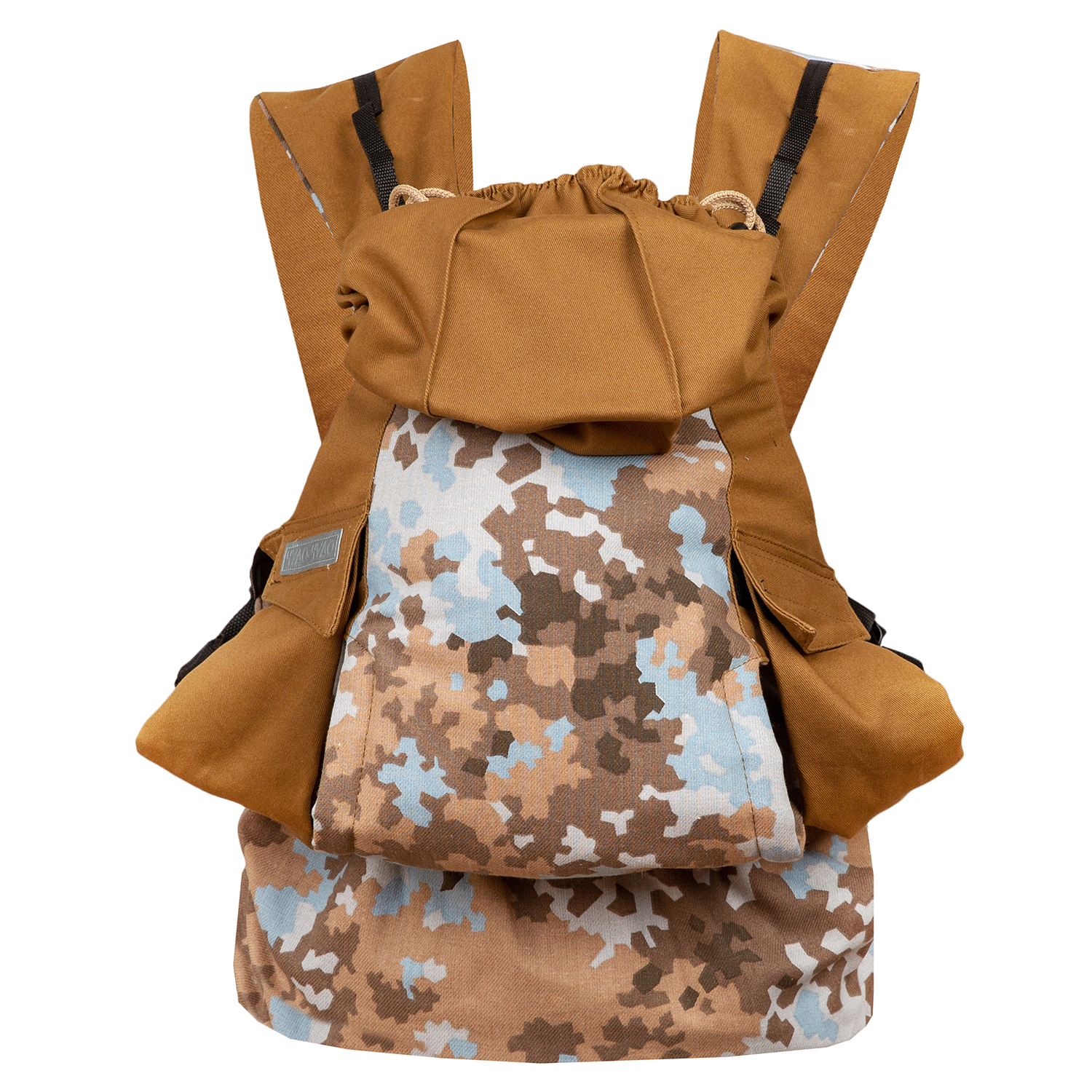 Слинг-рюкзак Чудо-чадо переноска для детей Бебимобиль Позитив камуфляж/коричневый - фото 3