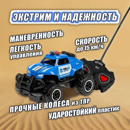 Машинка на пульте управления 1TOY Спортавто Джип Полиция синий с светом