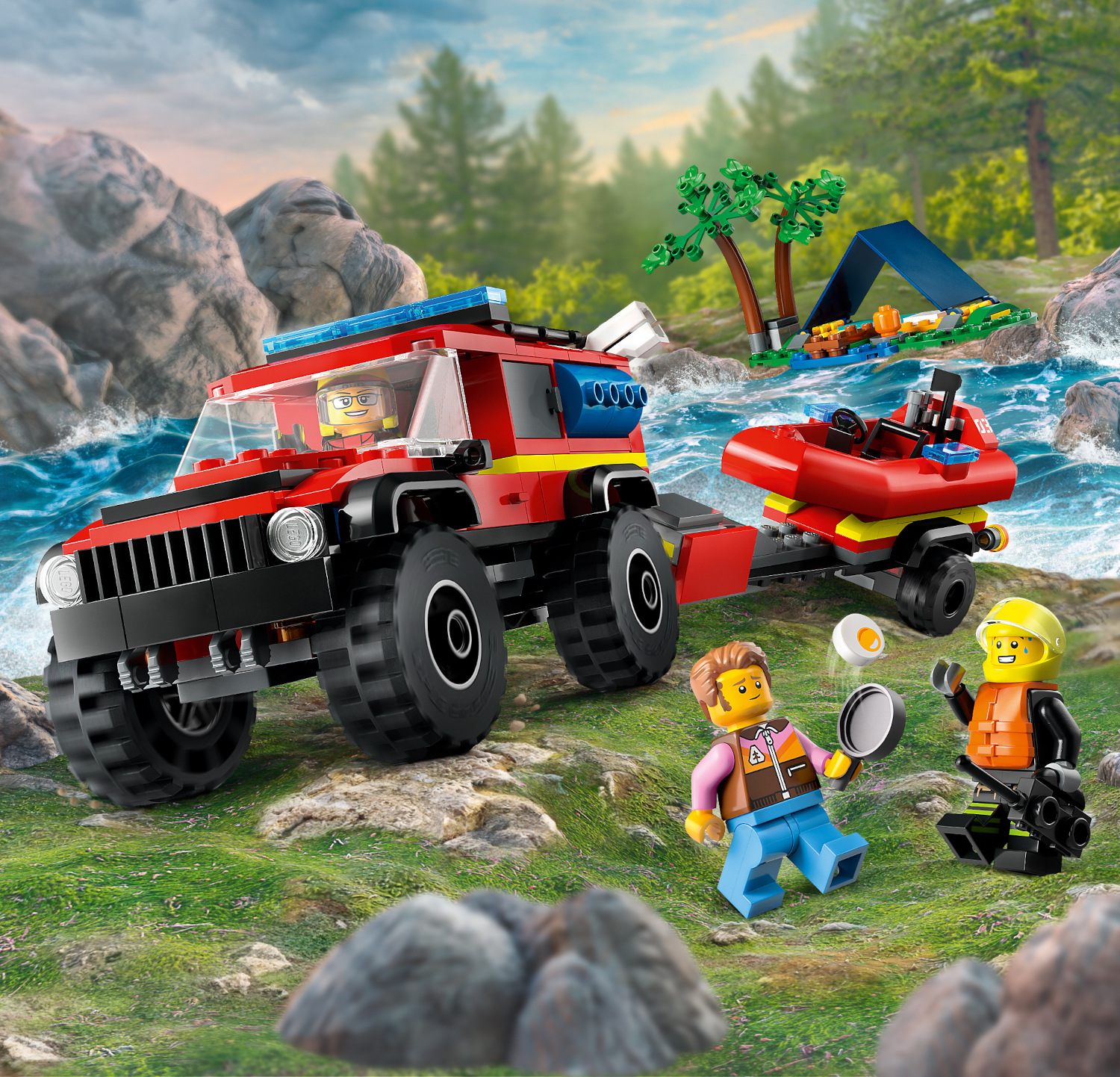 Конструктор LEGO City Пожарная машина 4x4 со спасательной лодкой 60412 - фото 8