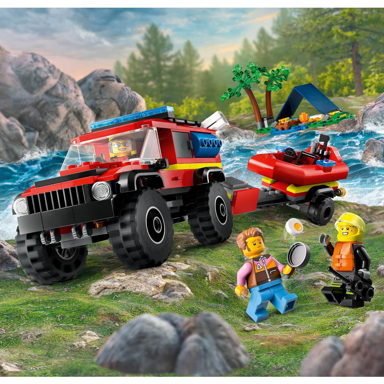 Конструктор LEGO City Пожарная машина 4x4 со спасательной лодкой 60412 - фото 8