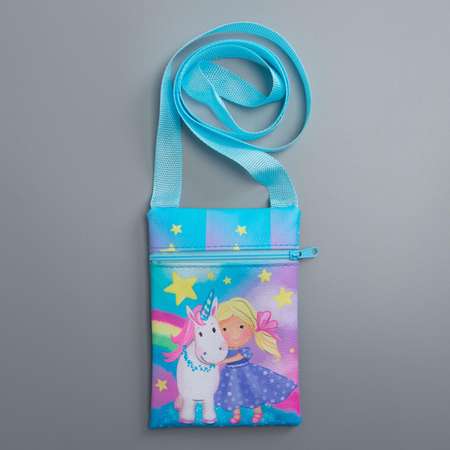 Подарочный набор NAZAMOK сумка и брошь цвет голубой «Единорог»