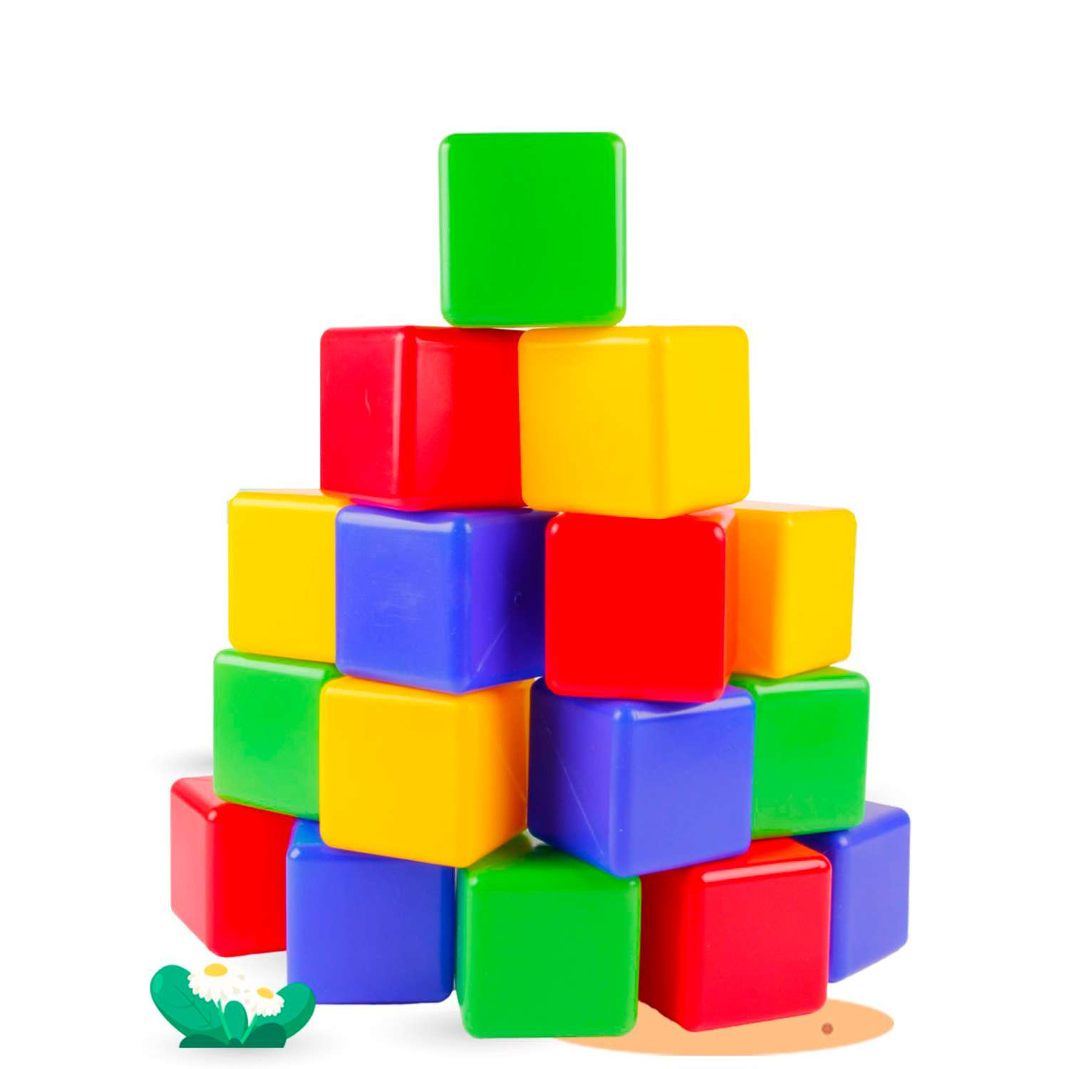 Игровой набор для детей Новокузнецкий Завод Пластмасс Кубики цветные развивающие 16 шт - фото 2