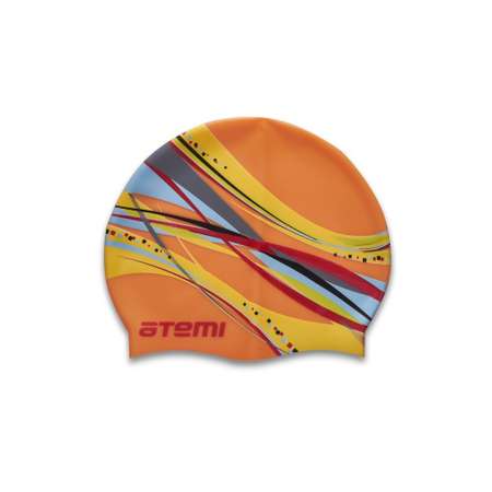 Шапочка для плавания детская Atemi PSC303 силикон объём до 58 см цвет оранжевая графика